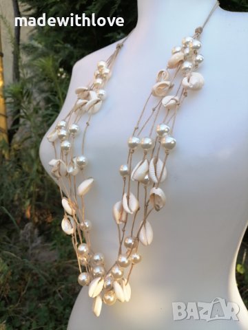 Ръчно изработено колие от седеф и морски раковини, снимка 5 - Колиета, медальони, синджири - 43251870