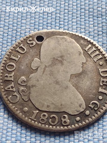 Сребърна монета 2 реала 1808г. Карлос четвърти Севиля Испания 26754, снимка 4 - Нумизматика и бонистика - 42983906