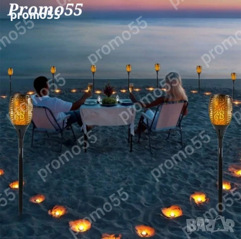 Соларна лампа 57см. за декорация на градина и двор с огнен ефект, танцуващ пламък, снимка 8 - Външни лампи - 50732438