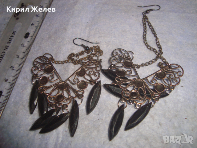 СТАРИ ФИЛИГРАНЕН ТИП СРЕБРИСТИ ОБЕЦИ с ВИСУЛКИ 4110, снимка 5 - Обеци - 36466308