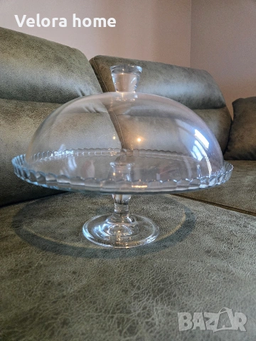 Стъклена поставка с купол за торта , снимка 2 - Аксесоари за кухня - 53148938
