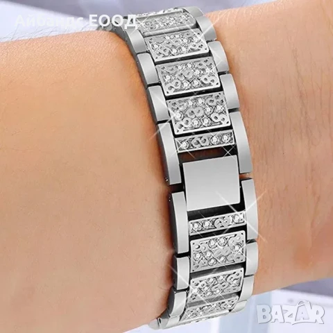 Каишка от неръждаема стомана с камъчета 18mm, снимка 9 - Каишки за часовници - 51429326