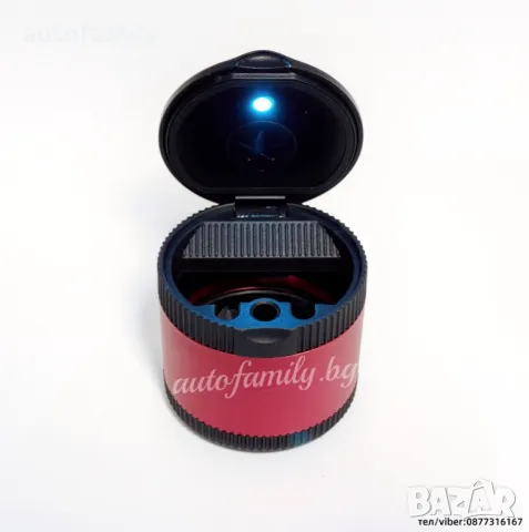 Пепелник за кола с капак - Червено, снимка 1