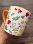 НОВА Керамична чаша, кафе/чай, солидна, висококачествена, здрава; есенни листа; 380 мл, снимка 1