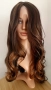 Парти тъмно кафява синтетична перука с руси кичури, на път, 65 см, снимка 1