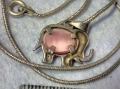 Колие СРЕБЪРНО СЛОНЧЕ АРТ Медальон За ЩАСТИЕ с Шлифовано РОЗОВО КОТЕШКО ОКО и Нежна СРЕБЪРНА Верижка, снимка 3
