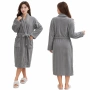 Дамски хотелски халат, класически, удобен, топъл, с връзки, мек, сив, снимка 1
