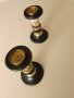 Два свещника винтидж стил месинг,черен камък и елементи от бакелит, снимка 7