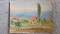 СТАРА КАРТИНА ПЕЙЗАЖ АКВАРЕЛ, снимка 2