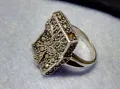 РАЗКОШЕН МАРКАЗИТЕН СРЕБЪРЕН ПРЪСТЕН СРЕБРО 925 с БЯЛА ПОЗЛАТА ИНКРУСТИРАН с КАМЪНИ МАРКАЗИТ 49114, снимка 11
