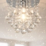 Модерен таванен полилей с големи кристални сфери и основа в сребристо, снимка 5