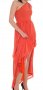 TFNC Нова официална дамска дълга рокля с едно рамо и цепка цвят корал, снимка 1 - Рокли - 32435798