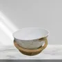 Керамична купа с дървена стойка и мраморен ефект, снимка 4