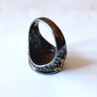 Мъжки черен пръстен с дракон и топаз, снимка 9 - Пръстени - 36674283