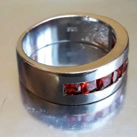 Сребърен пръстен с печат и камъни Сваровски Нов, снимка 1 - Пръстени - 28644454
