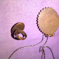 Колие  за врата в комплект с пръстен -мед и керамика ръчно рисувана, снимка 6 - Колиета, медальони, синджири - 26948153