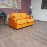 Оранжев диван от плат двойка с функция сън, снимка 9 - Дивани и мека мебел - 43290407