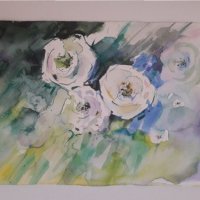 Картина "Бели рози", снимка 1 - Картини - 33287362