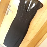 Официална черна дълга рокля с мъниста Л, снимка 5 - Рокли - 32880097