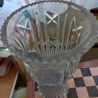 Масивна стъклена ваза/купа от 13-ти конгрес на БКП -Първенец в съревнованието,без забележки , снимка 2 - Декорация за дома - 38394127