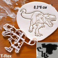 Динозавър Рекс пластмасов резец форма фондан тесто бисквитки, снимка 1 - Форми - 26763252