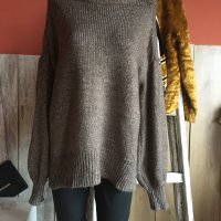 🤎 Oversized пуловер със сребристи нишки⚡️л/хл/2 хл☑️, снимка 1 - Блузи с дълъг ръкав и пуловери - 43374249