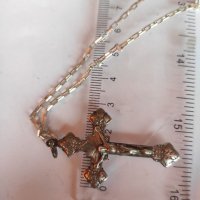 Стар сребърен кръст със сребърен синджир , снимка 11 - Колиета, медальони, синджири - 38712096