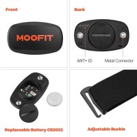 mooFit ANT+ Bluetooth пулсомер за нагръден ремък, IP67 водоустойчив пулсомер, снимка 4 - Друга електроника - 44130483