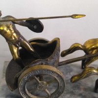 Голяма статуя на гладиатор в колесница с коне, снимка 7 - Антикварни и старинни предмети - 43830344
