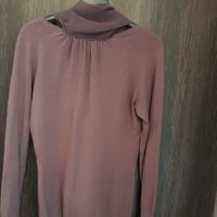 Меко плетиво с вграден фин шал от същия цвят-лилав издържан тъмен цвят, дълъг ръкав, ефектен модел, снимка 13 - Блузи с дълъг ръкав и пуловери - 37417986