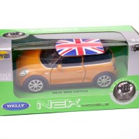 New Mini Hatch Wielka Brytania - мащаб 1:34 на Welly моделът е нов в кутия, снимка 5 - Колекции - 43477670
