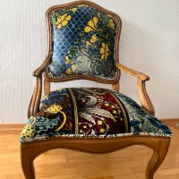 Двойка антикварни кресла – Bohème, с копринен пачуърк, снимка 4 - Антикварни и старинни предмети - 43355977