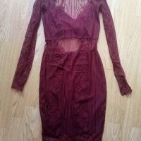 Дантелена рокля бордо, снимка 1 - Рокли - 33208277