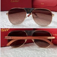 Cartier 2022 мъжки слънчеви очила с кожа, снимка 1 - Слънчеви и диоптрични очила - 37372016