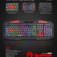 Marvo геймърска клавиатура Gaming Keyboard 112 keys - K602 - Rainbow backlight, снимка 4 - Клавиатури и мишки - 44087546