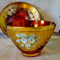 Bohemia кристална чаша с чиния,злато., снимка 6 - Антикварни и старинни предмети - 33145666