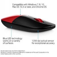 Мишка Безжична HP Z3700 Red/Black Черно-червена wireless, снимка 5 - Клавиатури и мишки - 37062631
