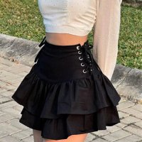 Черна къса пола, Мини стиймпънк пола, Секси черна пола, снимка 1 - Поли - 42987578