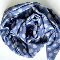 Прекрасен шал вълна и коприна син на точки и голяма синя чанта Roccobarocco , снимка 10 - Чанти - 43493271