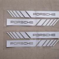 Качественни сиви самозалепващи винилови стикери лепенка с надпис Porsche Порше за кола автомобил дж , снимка 1 - Аксесоари и консумативи - 35517777