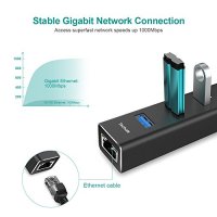 Хъб Techole с 3 USB 3.0 порта и Gbit LAN RJ45, алуминиев, снимка 3 - Мрежови адаптери - 34830319