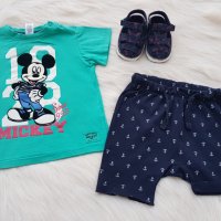 Тениска Мики Маус и къси панталонки 12-18 месеца , снимка 1 - Комплекти за бебе - 33257386