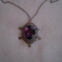 Арт Деко  посребрен медальон филигран лилав кристал  , снимка 7 - Други ценни предмети - 33105723