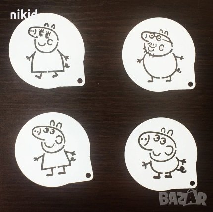 4 бр Пепа Пиг peppa pig шаблон шаблони стенсили стенсил  за торта бисквитки украса декор и др, снимка 1