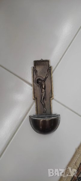 Ретро съд за светена вода* Църковна утвар* Окачва се на стена, снимка 1