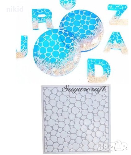 Сапунени мехури мозайка квадрат силиконов молд форма декор торта сладки фондан и др. украса, снимка 1