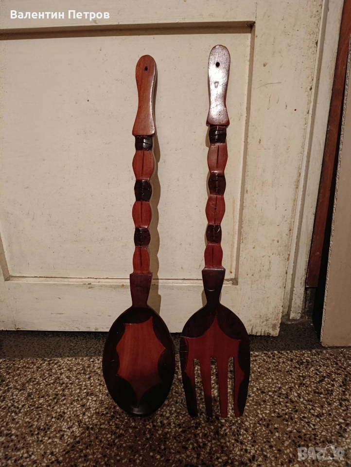 вилица и лъжица дърворезба, снимка 1