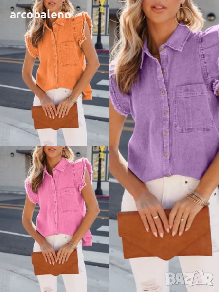 Модна дамска дънкова риза-яке, 3цвята , снимка 1