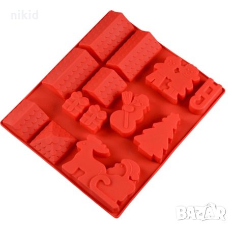 Покриви къща снежен човек елха деца шейна големи дълбок Коледен силиконов молд форма шоколад гипс, снимка 1