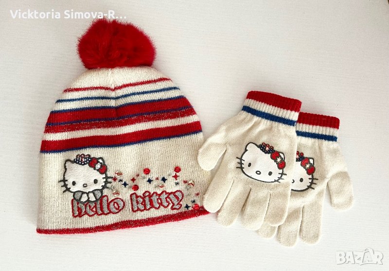 Сет от шапка и ръкавици Hello Kitty, снимка 1